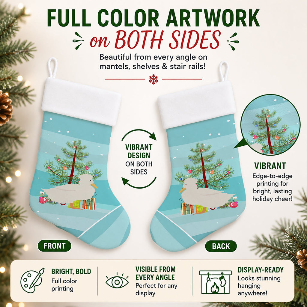 Crested Duck Christmas Holiday Stocking Double-Sided Print, Polyester Suede,11x18, Made in USA