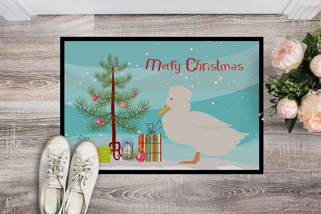 Crested Duck Christmas Doormat Indoor Outdoor 18H X 27W Front Door Mat Rugs for Entryway, Non Slip Washable