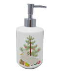 Crested Duck Christmas Ceramic Soap Dispenser , Empty Refillable Hand Soap Pump Bottle for Bathroom Kitchen