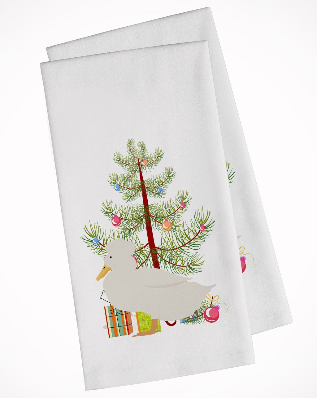 Crested Duck Christmas Kitchen Towel Set of 2 White Dish Towels Decorative Bathroom Hand towel for Hand, Face, Hair, Yoga, Tea, Dishcloth, 19 X 28", White