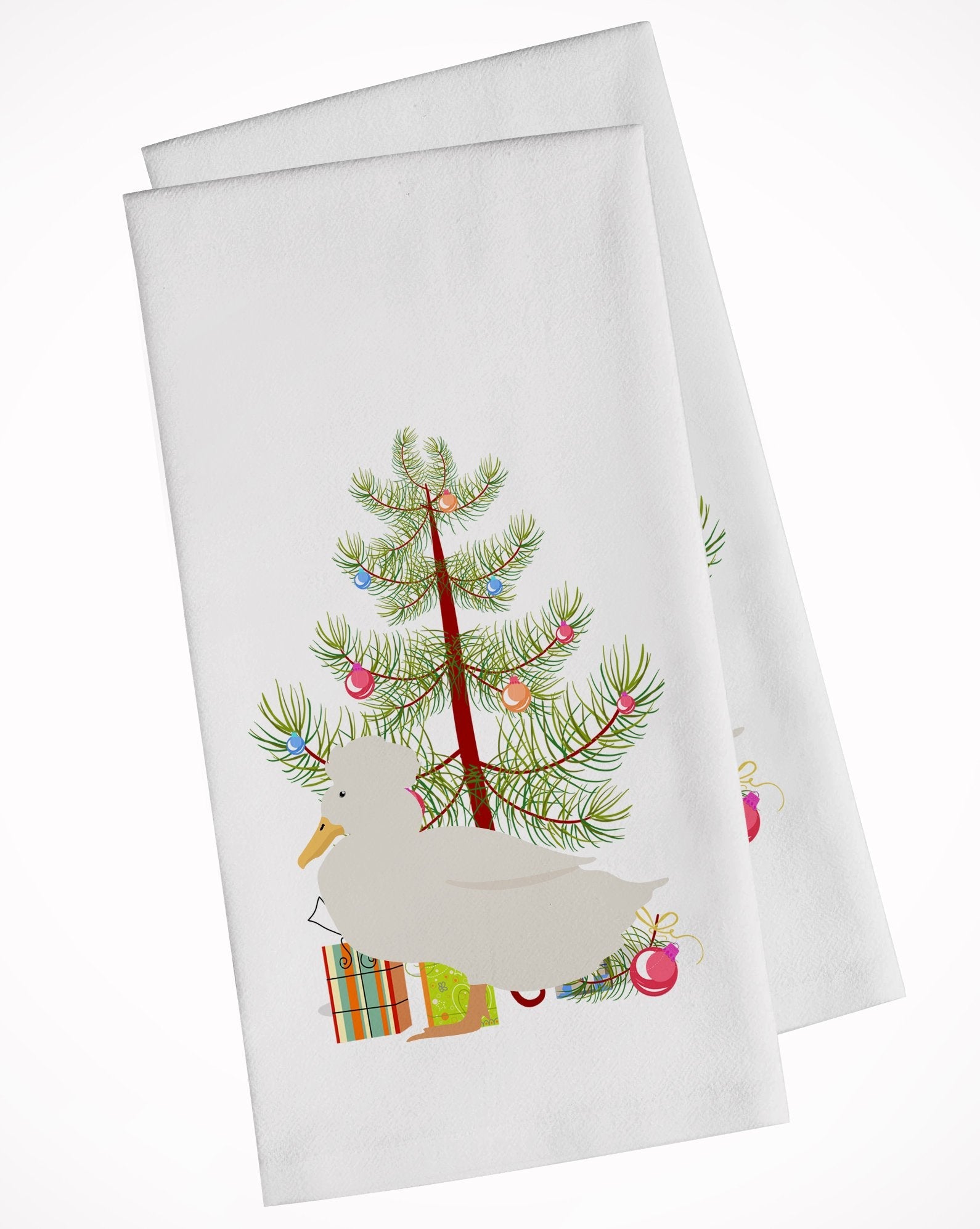 Crested Duck Christmas Kitchen Towel Set of 2 White Dish Towels Decorative Bathroom Hand towel for Hand, Face, Hair, Yoga, Tea, Dishcloth, 19 X 28", White