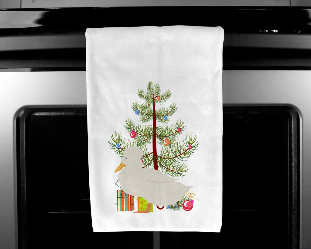 Crested Duck Christmas Kitchen Towel Set of 2 White Dish Towels Decorative Bathroom Hand towel for Hand, Face, Hair, Yoga, Tea, Dishcloth, 19 X 28", White