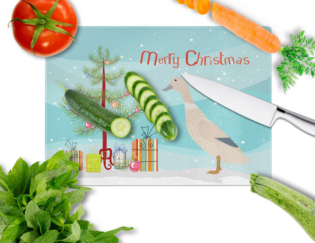 West Harlequin Duck Christmas Cutting Board Tempered Glass Kitchen Cutting Surface, Heat Resistant Chopping, Non-Slip Feet, Food Prep & Serving