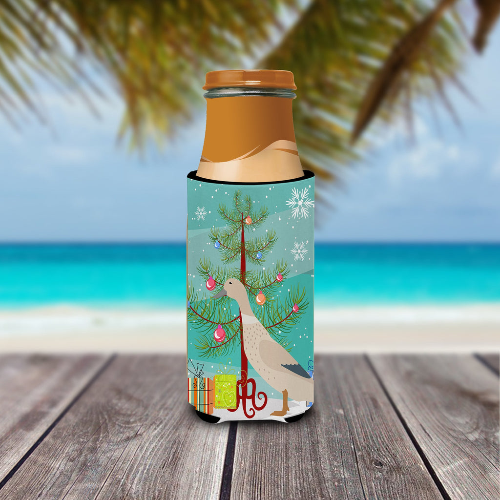 West Harlequin Duck Christmas Slim Can Hugger , Insulated Foam Hugger for 12 oz Slim Cans, Beer Bottles & Water Bottles, Printed in USA