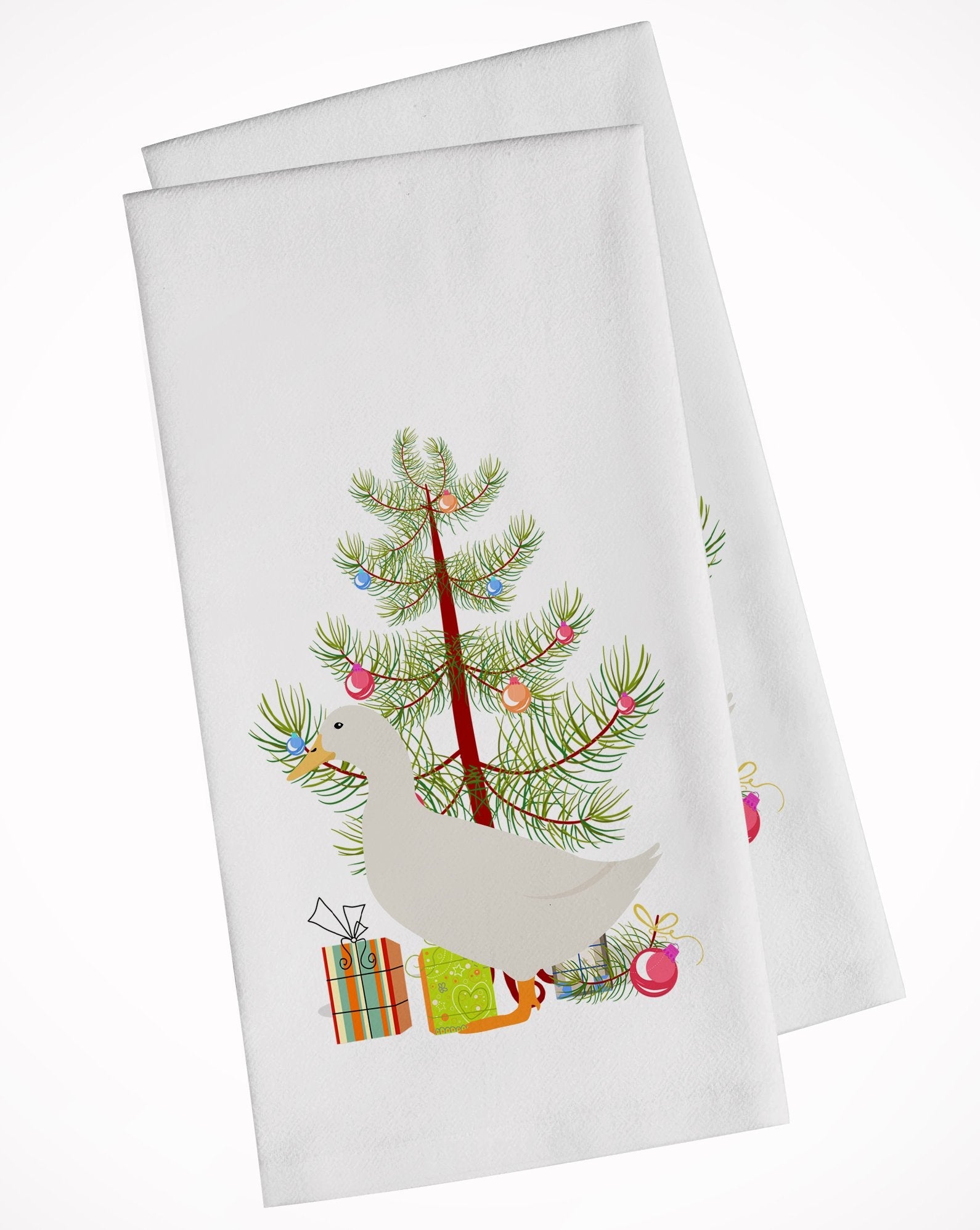 American Pekin Duck Christmas Kitchen Towel Set of 2 White Dish Towels Decorative Bathroom Hand towel for Hand, Face, Hair, Yoga, Tea, Dishcloth, 19 X 28", White