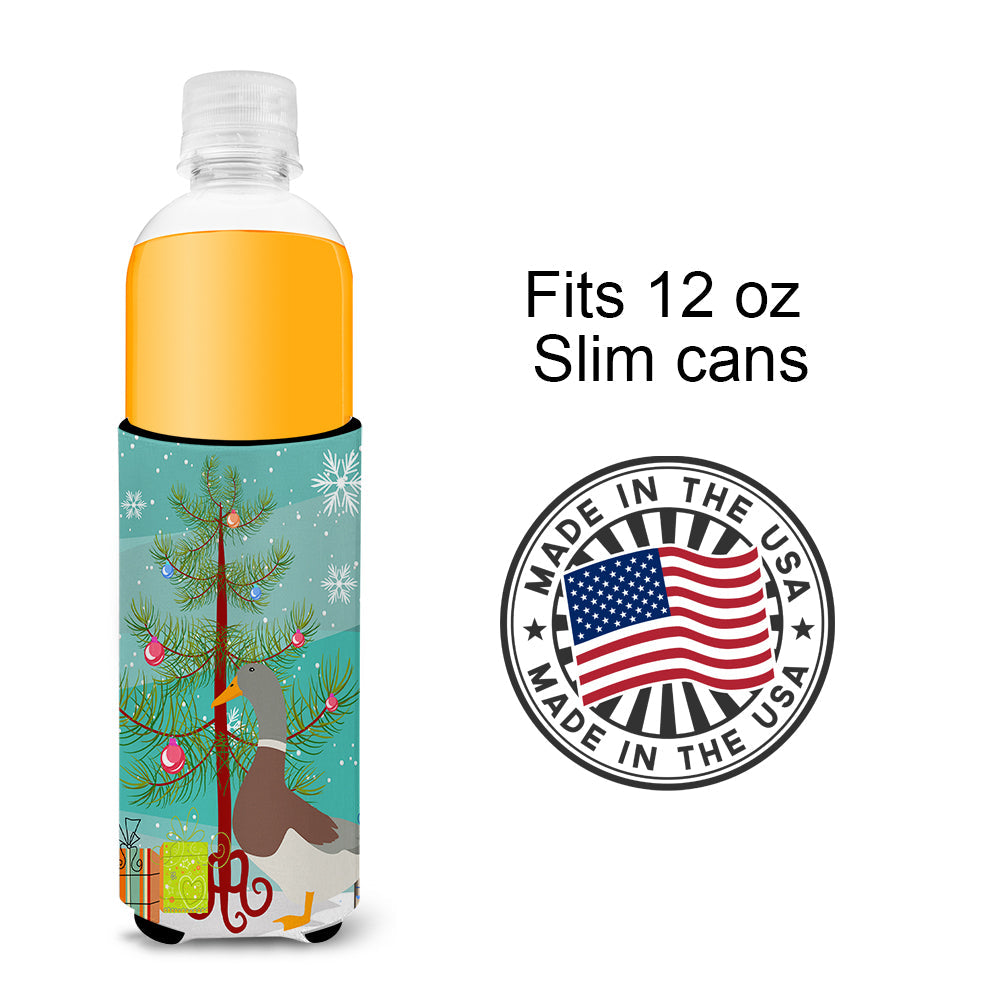 Saxony Sachsenente Duck Christmas Slim Can Hugger , Insulated Foam Hugger for 12 oz Slim Cans, Beer Bottles & Water Bottles, Printed in USA