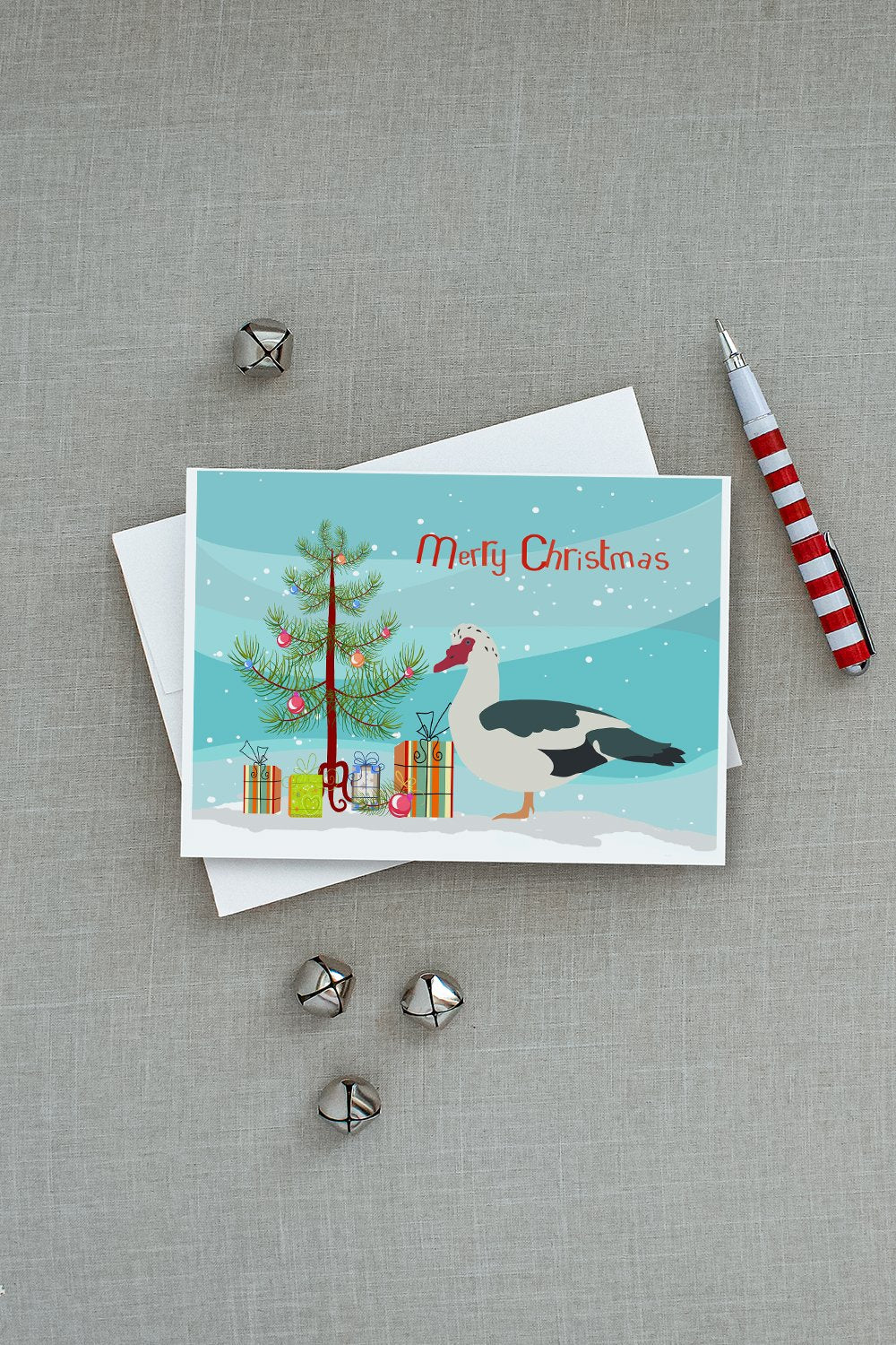 Muscovy Duck Christmas Greeting Cards Pack of 8 Blank Cards with Envelopes Whimsical A7 Size 5x7