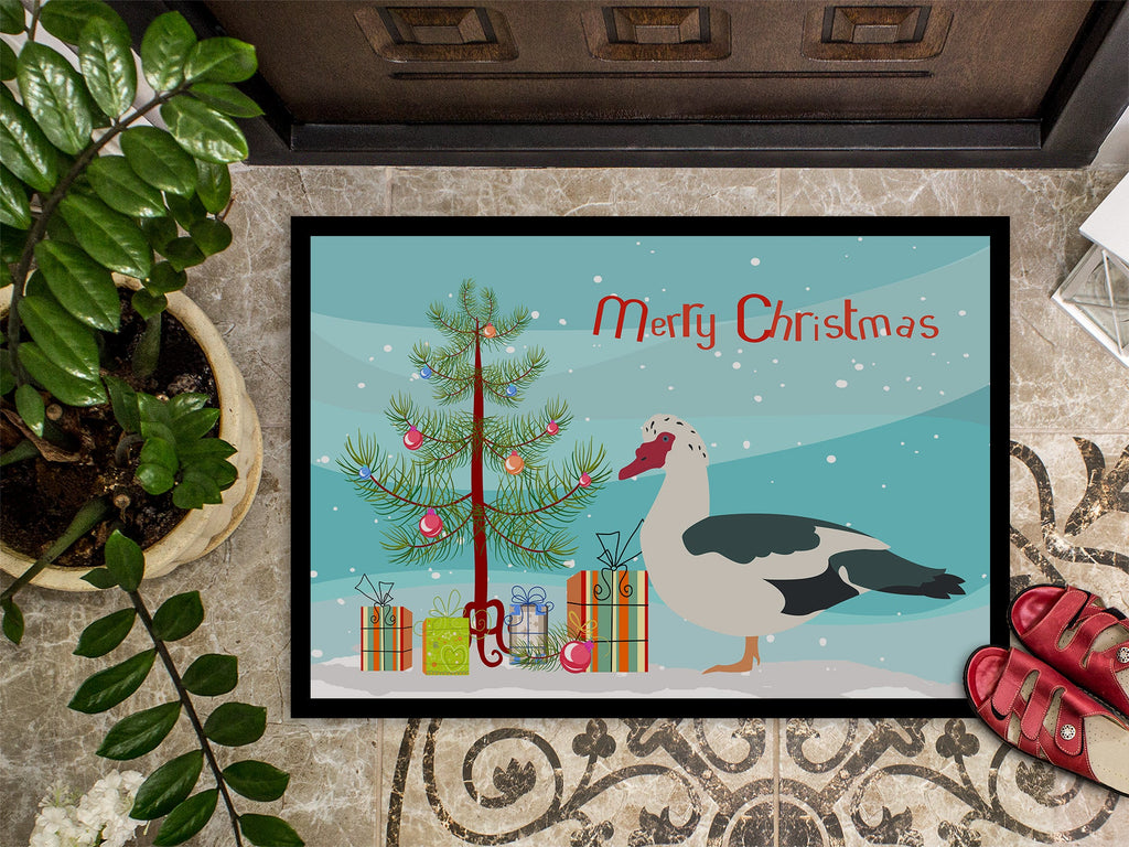 Muscovy Duck Christmas Doormat Indoor Outdoor 18H X 27W Front Door Mat Rugs for Entryway, Non Slip Washable