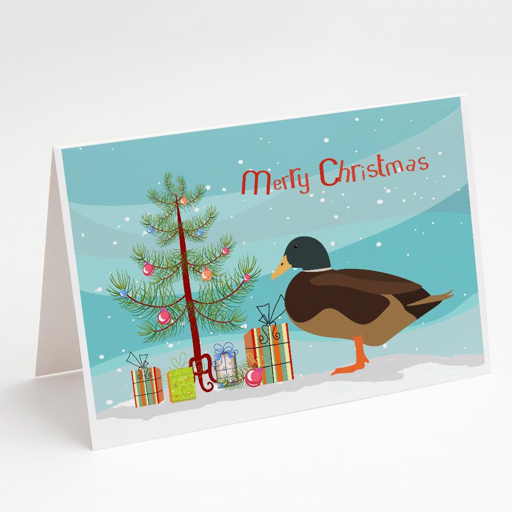 Silver Bantam Duck Christmas Greeting Cards Pack of 8 Blank Cards with Envelopes Whimsical A7 Size 5x7