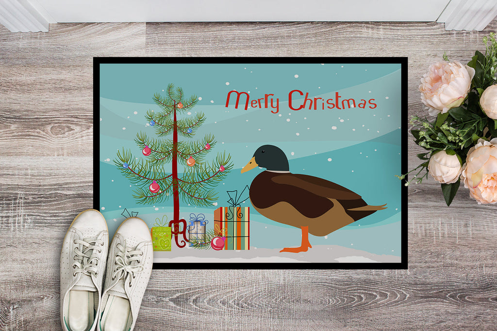 Silver Bantam Duck Christmas Doormat Indoor Outdoor 24H X 36W Front Door Mat Rugs for Entryway, Non Slip Washable Low Pile,