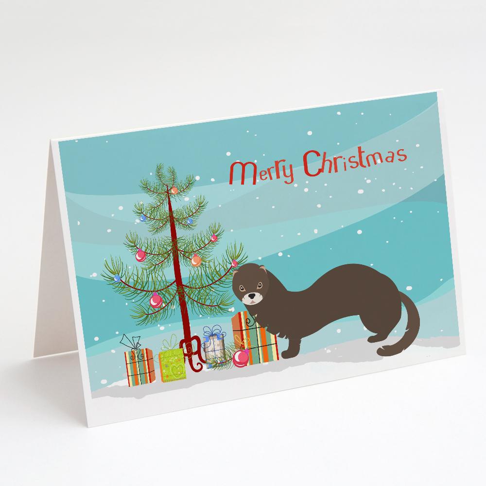 Russian or European Mink Christmas Greeting Cards Pack of 8 Blank Cards with Envelopes Whimsical A7 Size 5x7
