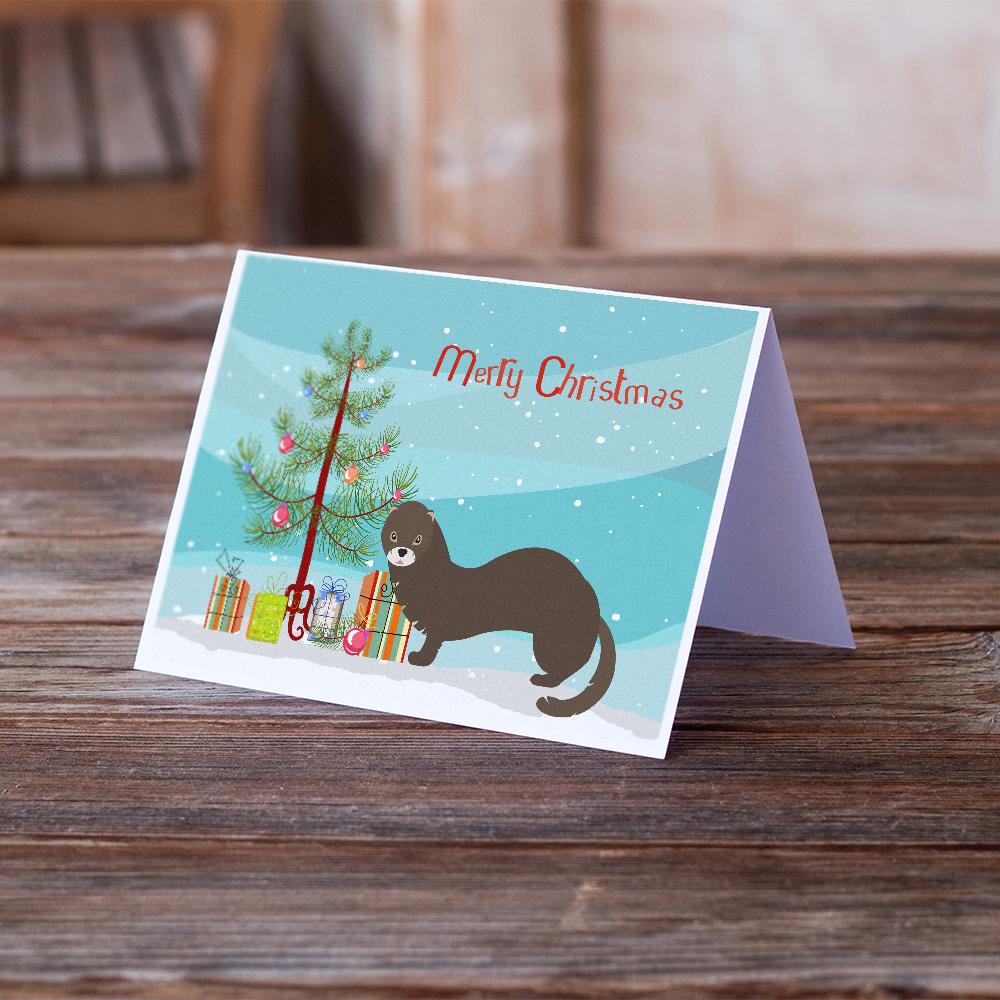 Russian or European Mink Christmas Greeting Cards Pack of 8 Blank Cards with Envelopes Whimsical A7 Size 5x7