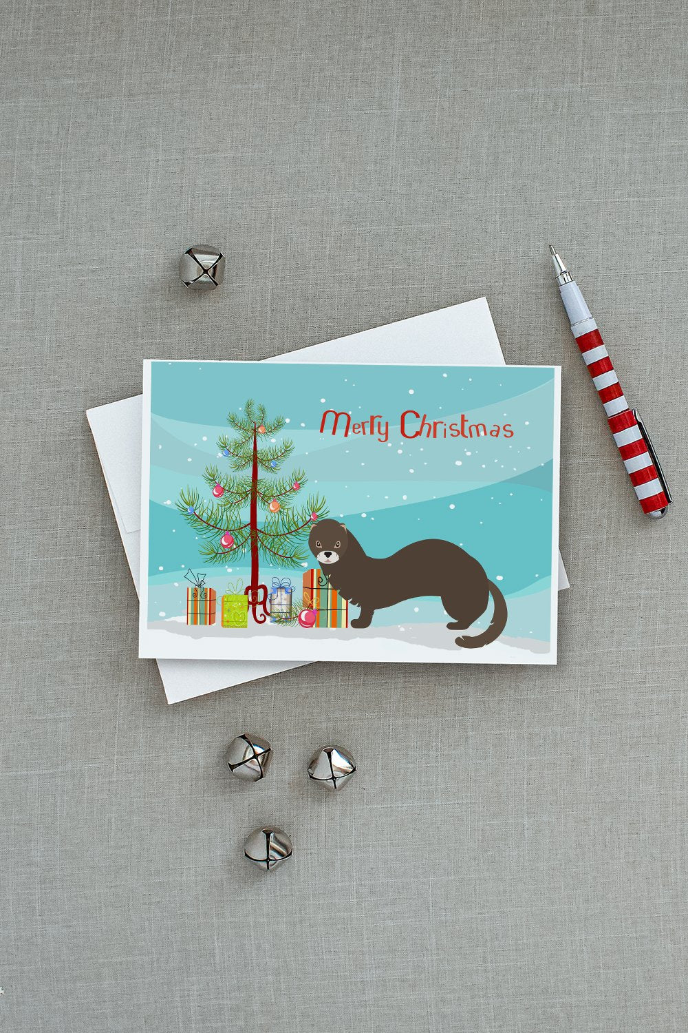 Russian or European Mink Christmas Greeting Cards Pack of 8 Blank Cards with Envelopes Whimsical A7 Size 5x7