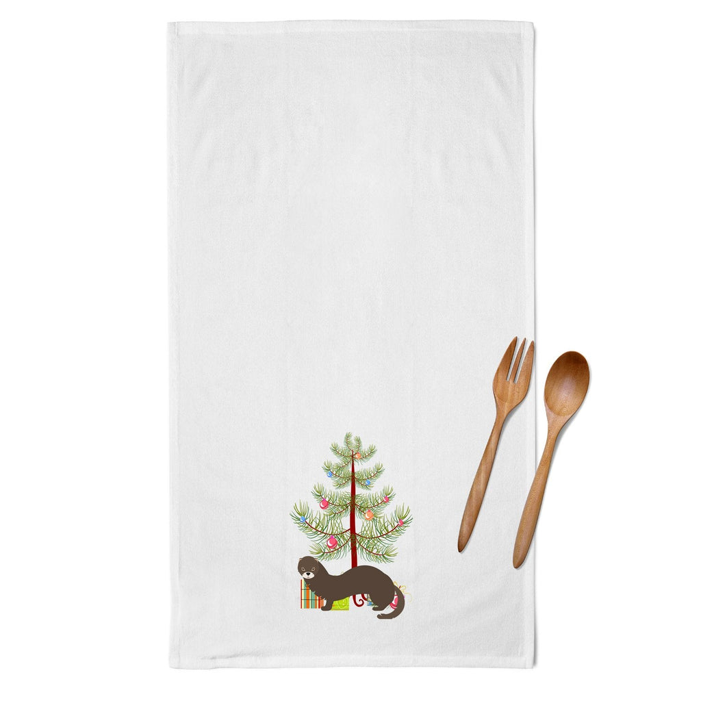 Russian or European Mink Christmas Kitchen Towel Set of 2 White Dish Towels Decorative Bathroom Hand towel for Hand, Face, Hair, Yoga, Tea, Dishcloth, 19 X 28", White