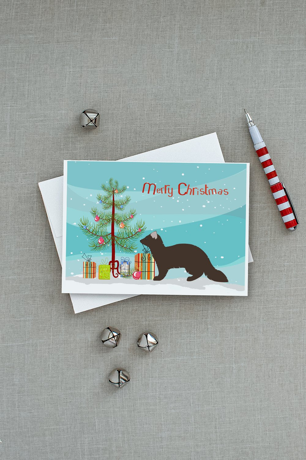 Sable Marten Christmas Greeting Cards Pack of 8 Blank Cards with Envelopes Whimsical A7 Size 5x7