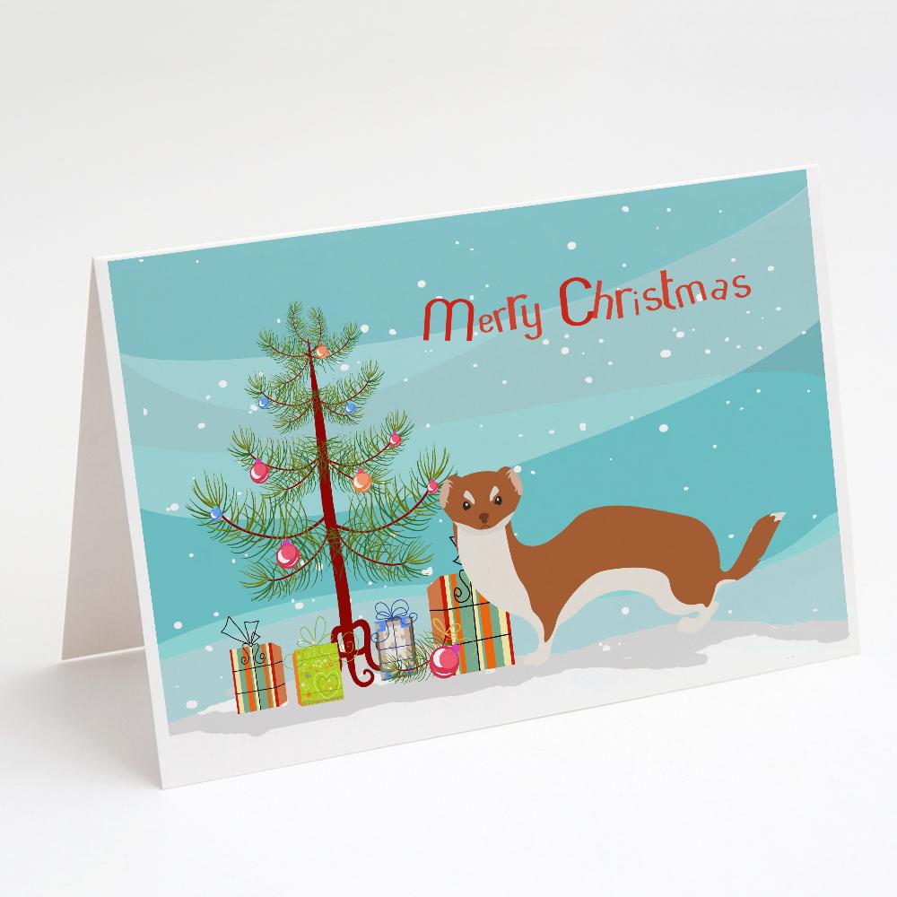 Weasel Christmas Greeting Cards Pack of 8 Blank Cards with Envelopes Whimsical A7 Size 5x7