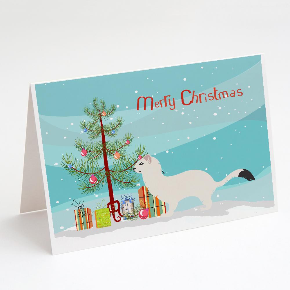 Stoat Short-tailed Weasel Christmas Greeting Cards Pack of 8 Blank Cards with Envelopes Whimsical A7 Size 5x7