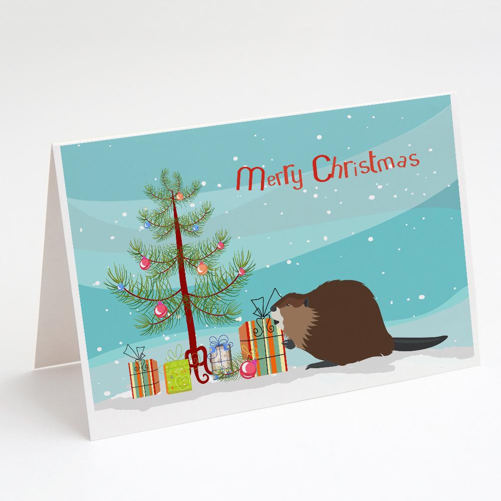Eurasian Beaver Christmas Greeting Cards Pack of 8 Blank Cards with Envelopes Whimsical A7 Size 5x7
