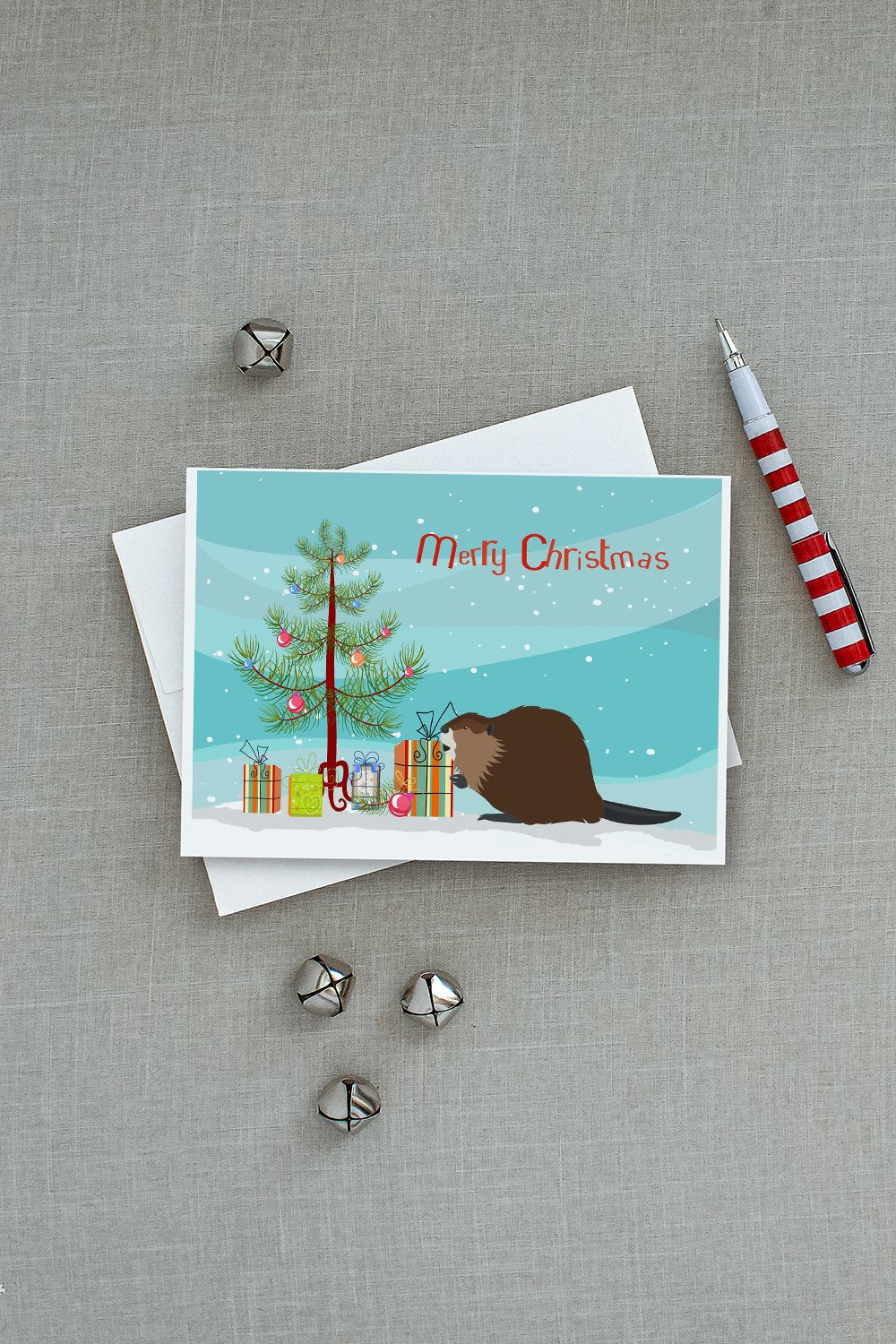 Eurasian Beaver Christmas Greeting Cards Pack of 8 Blank Cards with Envelopes Whimsical A7 Size 5x7