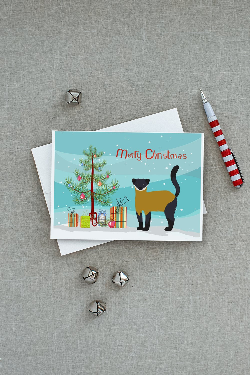 Yellow-Throated Marten Christmas Greeting Cards Pack of 8 Blank Cards with Envelopes Whimsical A7 Size 5x7