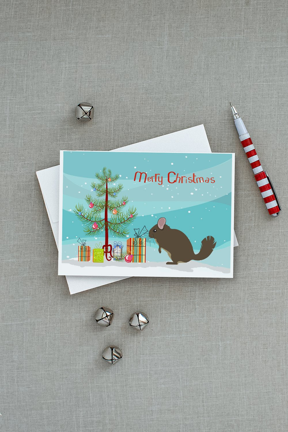 Chinchilla Christmas Greeting Cards Pack of 8 Blank Cards with Envelopes Whimsical A7 Size 5x7