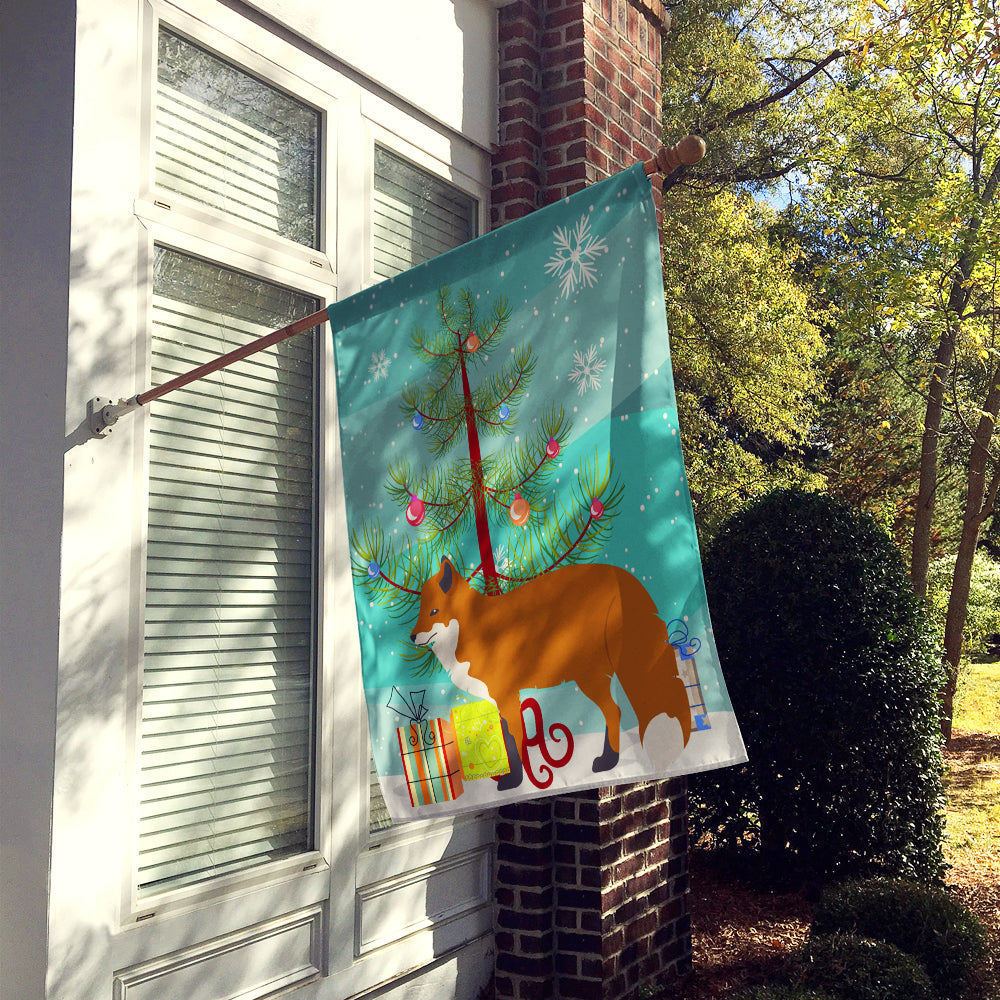 Red Fox Christmas House Flag 28x40 Porch Sleeve Pole Decorative Outside Yard Banner Artwork Wall Hanging, Polyester