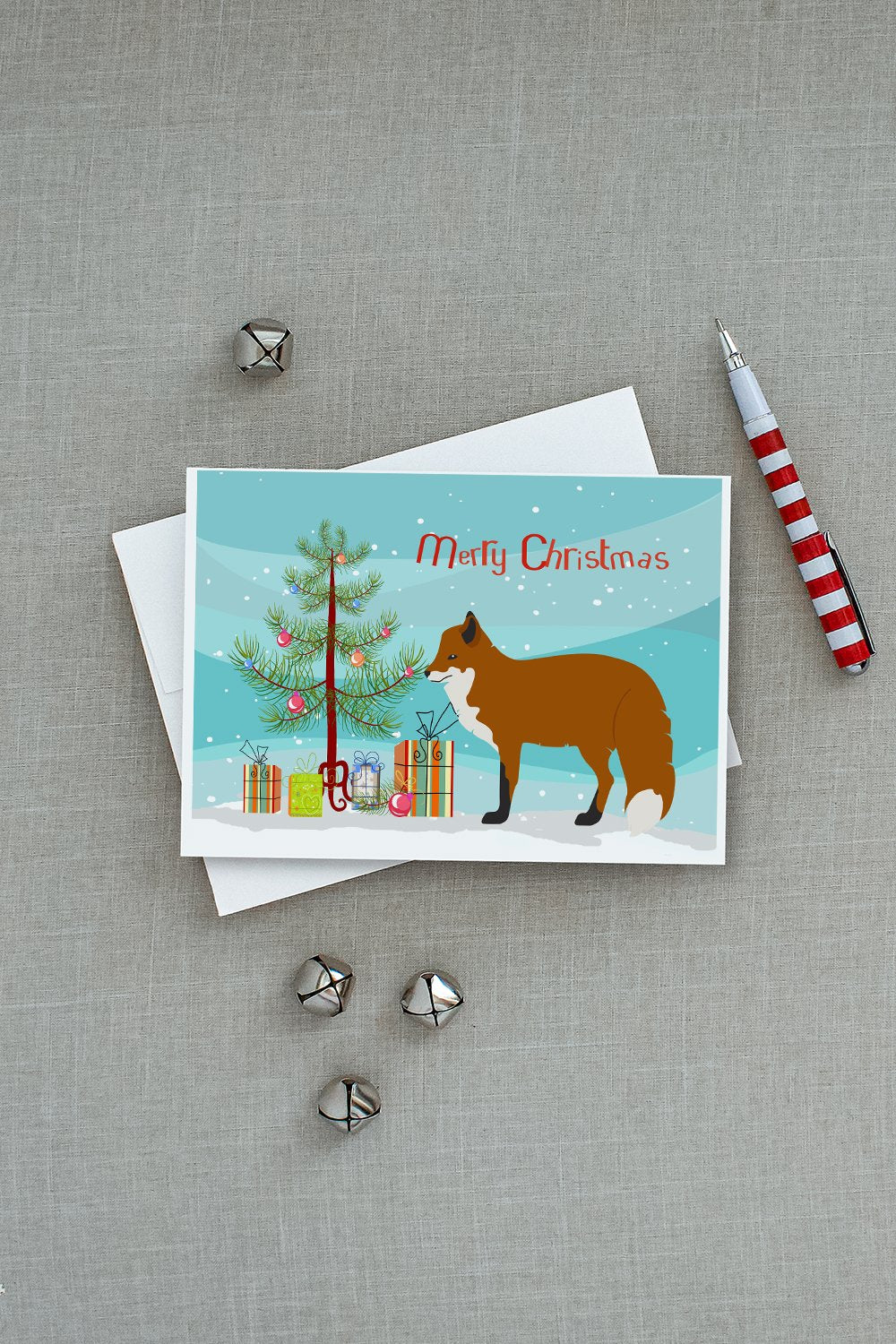 Red Fox Christmas Greeting Cards Pack of 8 Blank Cards with Envelopes Whimsical A7 Size 5x7