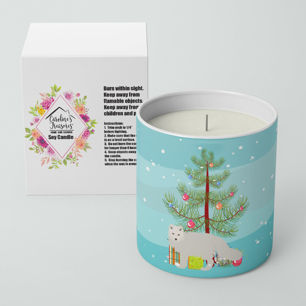 White Arctic Fox Christmas Decorative Soy Candle Nature Soy Wax Essential Oil Home Decor Ideal for Bedroom Kitchen Bath Office Gift, 10 oz