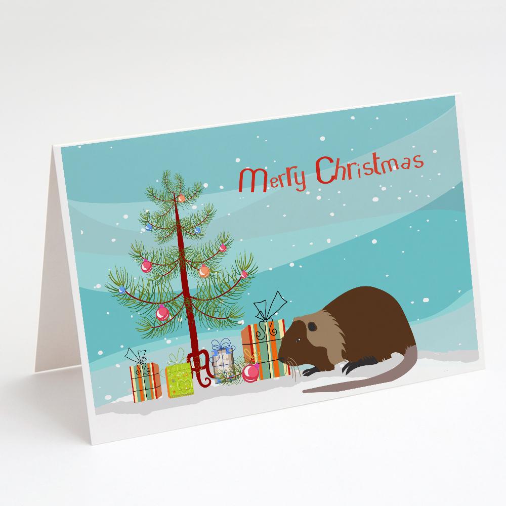 Coypu Nutria River Rat Christmas Greeting Cards Pack of 8 Blank Cards with Envelopes Whimsical A7 Size 5x7