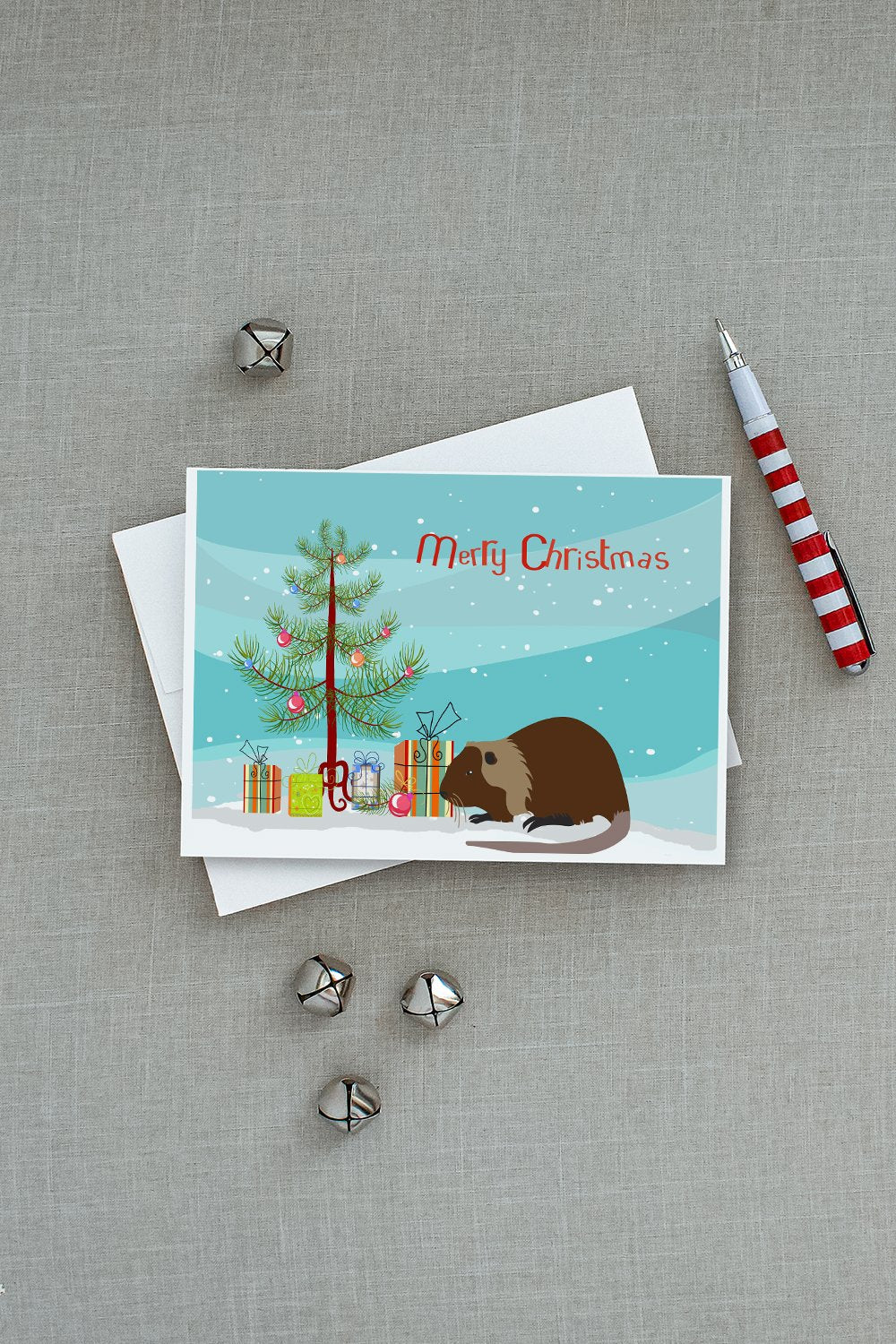 Coypu Nutria River Rat Christmas Greeting Cards Pack of 8 Blank Cards with Envelopes Whimsical A7 Size 5x7