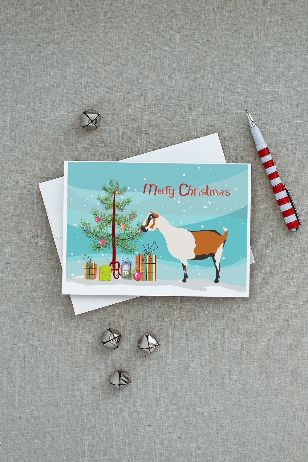 Alpine Goat Christmas Greeting Cards Pack of 8 Blank Cards with Envelopes Whimsical A7 Size 5x7