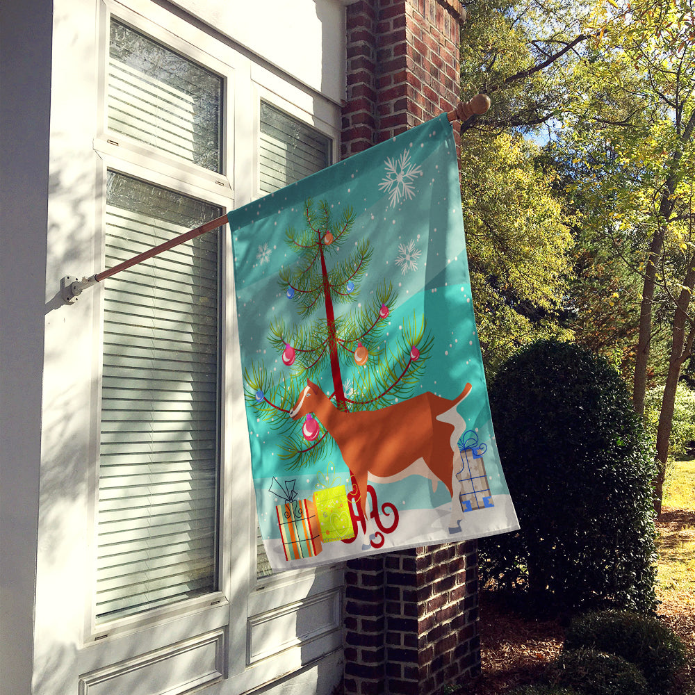 Toggenburger Goat Christmas House Flag 28x40 Porch Sleeve Pole Decorative Outside Yard Banner Artwork Wall Hanging, Polyester