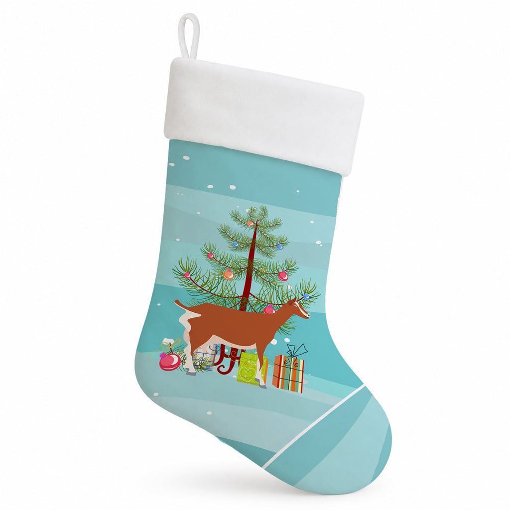 Toggenburger Goat Christmas Holiday Stocking Double-Sided Print, Polyester Suede,11x18, Made in USA