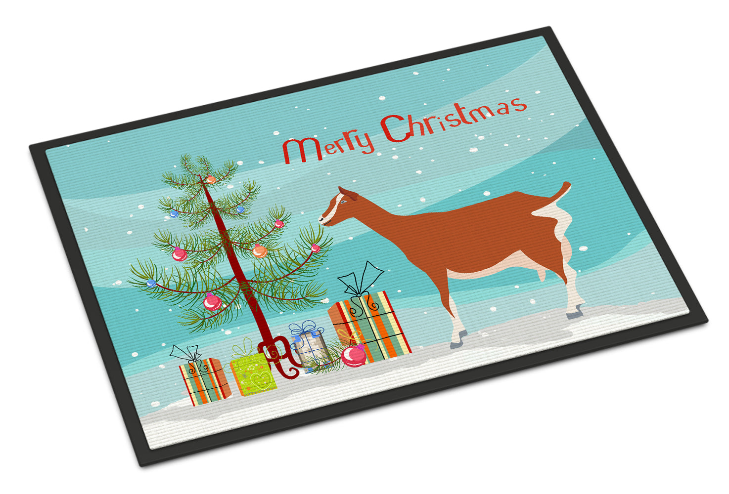 Toggenburger Goat Christmas Doormat Indoor Outdoor 24H X 36W Front Door Mat Rugs for Entryway, Non Slip Washable Low Pile,