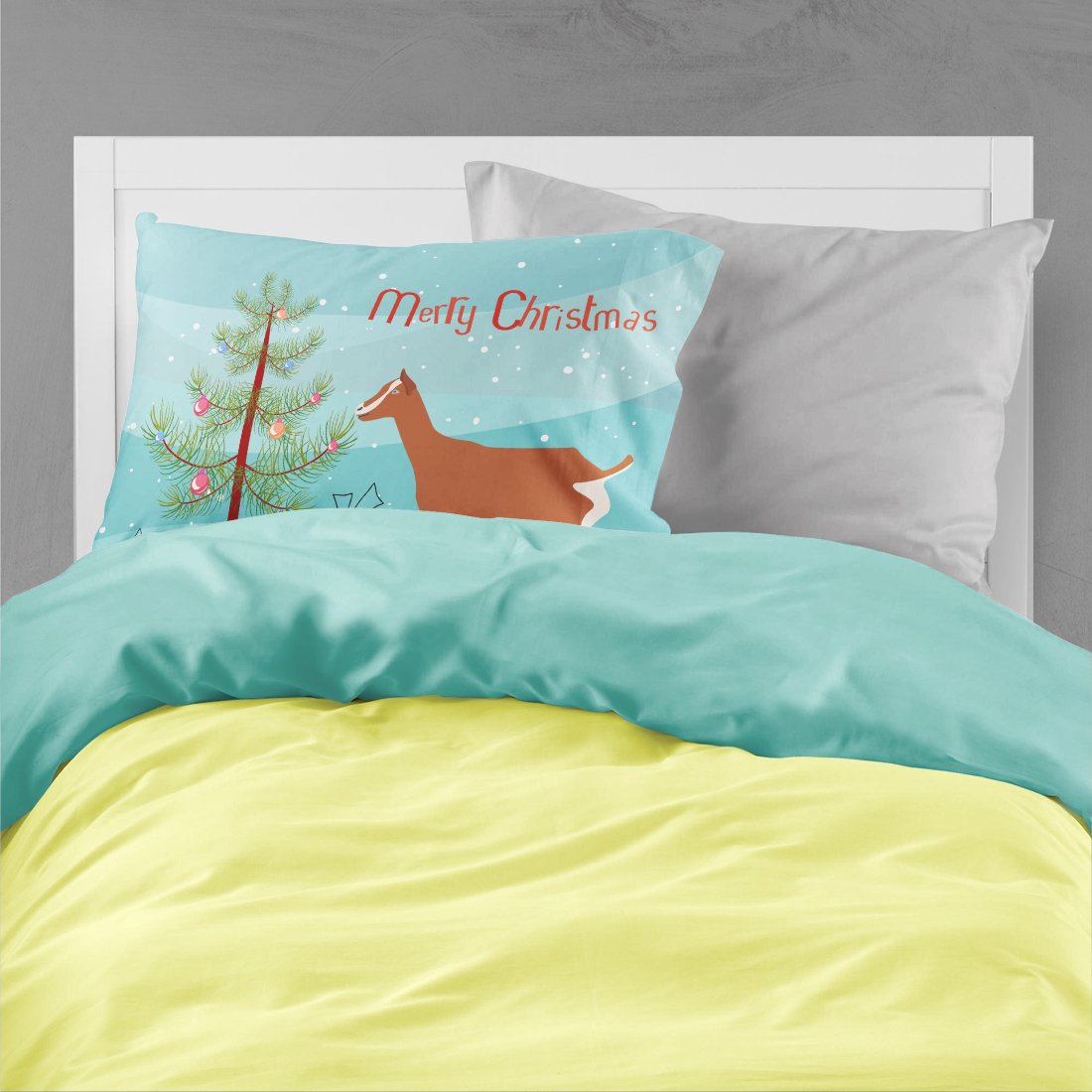 Toggenburger Goat Christmas Standard Pillowcase Lightweight Super Soft Easy Care Decorative Artwork Pillowcase, Standard