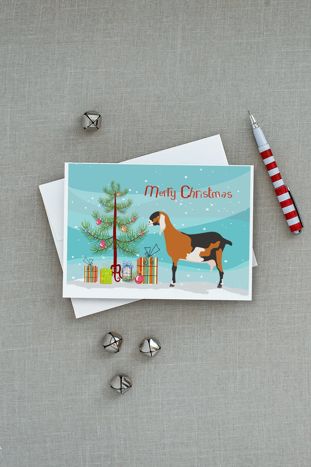 Anglo-nubian Nubian Goat Christmas Greeting Cards Pack of 8 Blank Cards with Envelopes Whimsical A7 Size 5x7