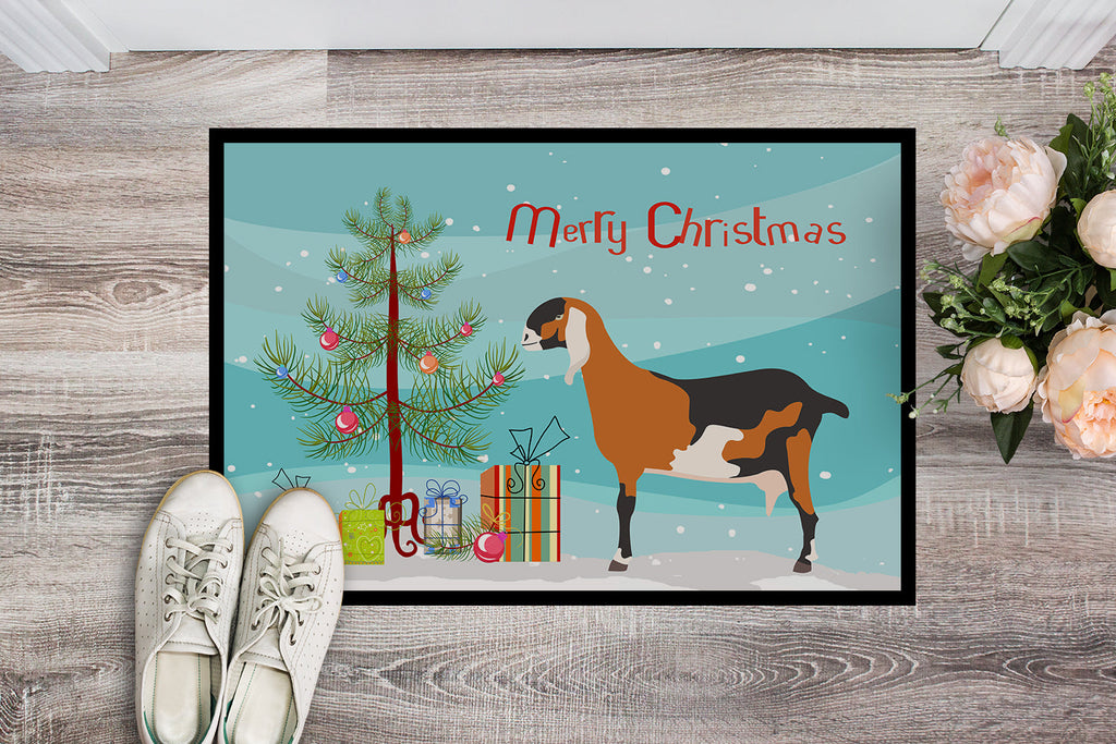 Anglo-nubian Nubian Goat Christmas Doormat Indoor Outdoor 24H X 36W Front Door Mat Rugs for Entryway, Non Slip Washable Low Pile,