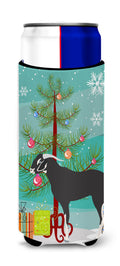 Black Bengal Goat Christmas Slim Can Hugger , Insulated Foam Hugger for 12 oz Slim Cans, Beer Bottles & Water Bottles, Printed in USA