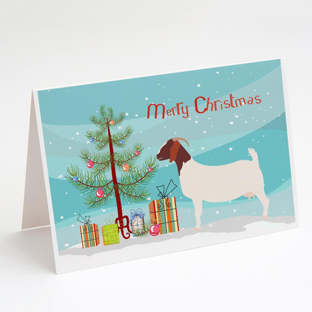 Boer Goat Christmas Greeting Cards Pack of 8 Blank Cards with Envelopes Whimsical A7 Size 5x7