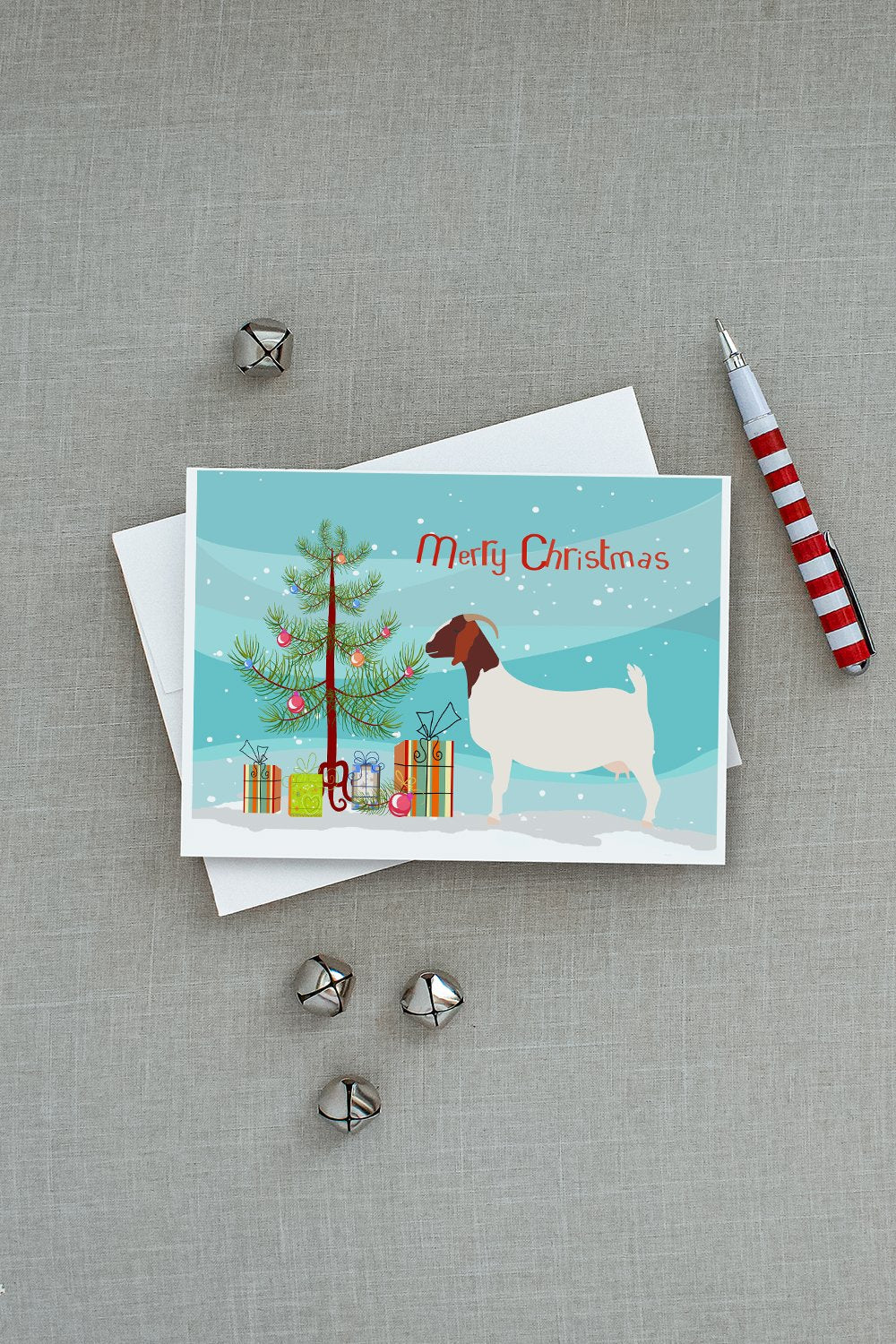 Boer Goat Christmas Greeting Cards Pack of 8 Blank Cards with Envelopes Whimsical A7 Size 5x7