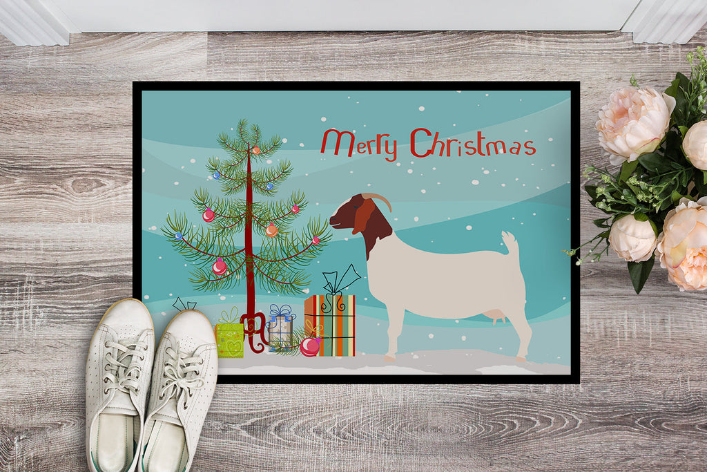Boer Goat Christmas Doormat Indoor Outdoor 18H X 27W Front Door Mat Rugs for Entryway, Non Slip Washable