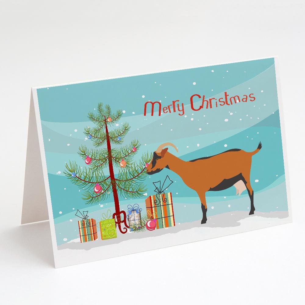 Oberhasli Goat Christmas Greeting Cards Pack of 8 Blank Cards with Envelopes Whimsical A7 Size 5x7