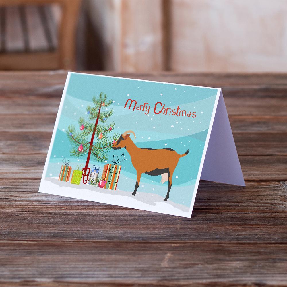 Oberhasli Goat Christmas Greeting Cards Pack of 8 Blank Cards with Envelopes Whimsical A7 Size 5x7