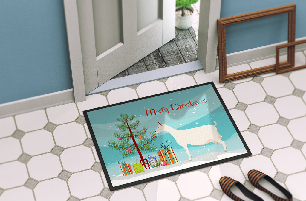 Saanen Goat Christmas Doormat Indoor Outdoor 24H X 36W Front Door Mat Rugs for Entryway, Non Slip Washable Low Pile,