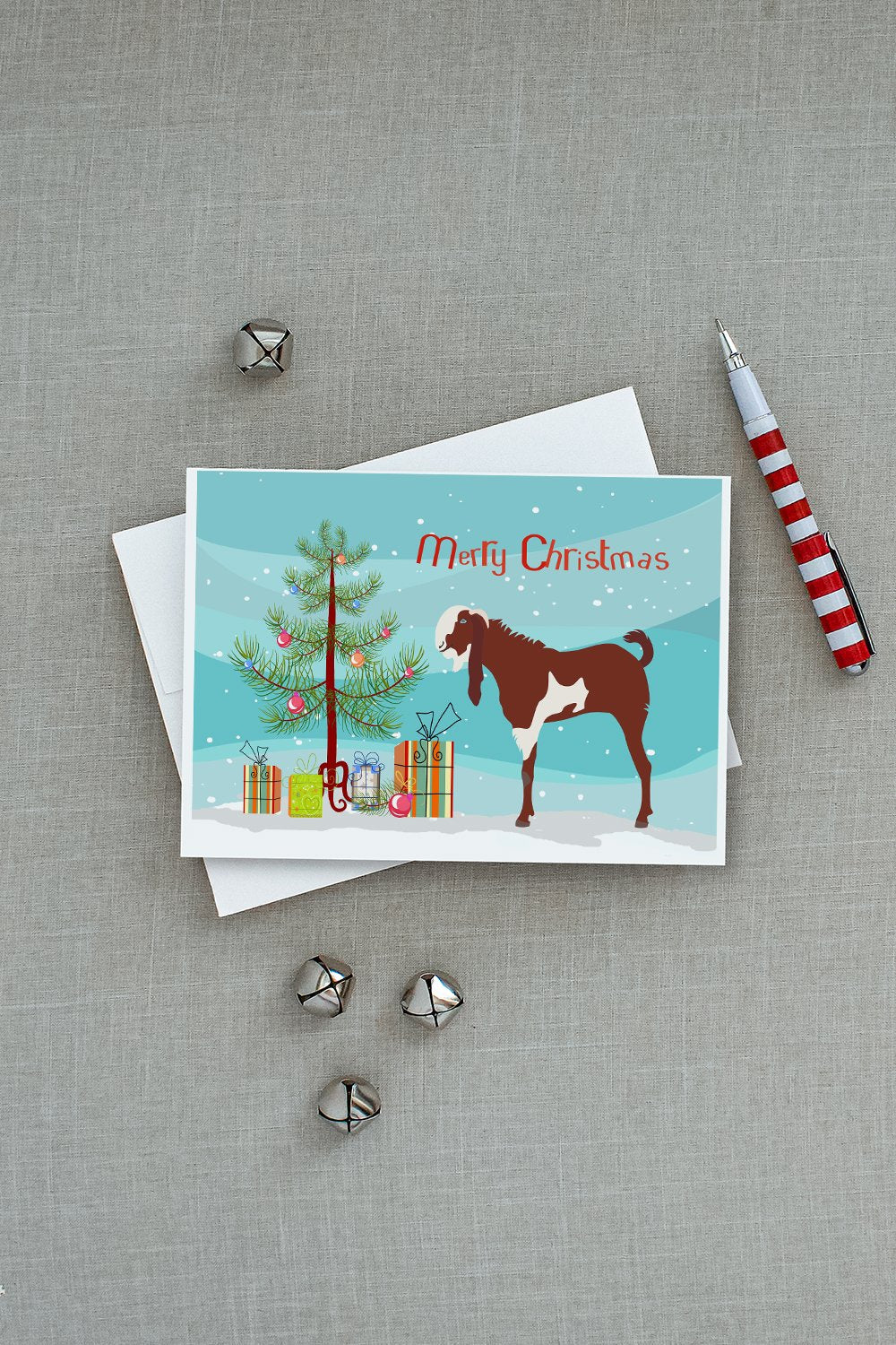 Jamnapari Goat Christmas Greeting Cards Pack of 8 Blank Cards with Envelopes Whimsical A7 Size 5x7