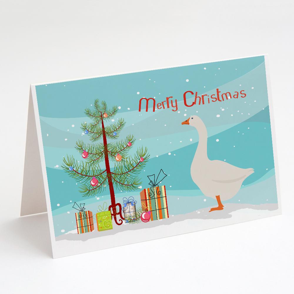 Embden Goose Christmas Greeting Cards Pack of 8 Blank Cards with Envelopes Whimsical A7 Size 5x7
