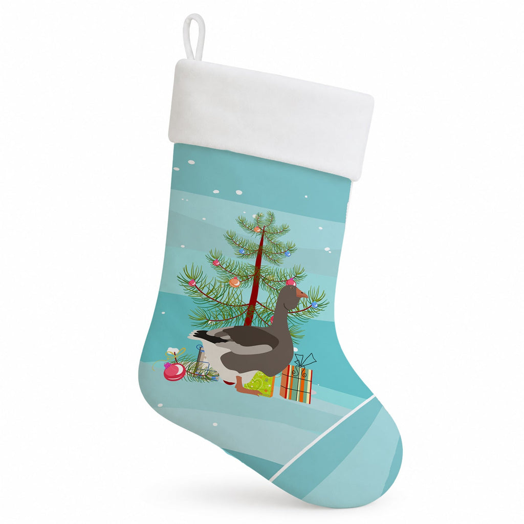 Toulouse Goose Christmas Holiday Stocking Double-Sided Print, Polyester Suede,11x18, Made in USA