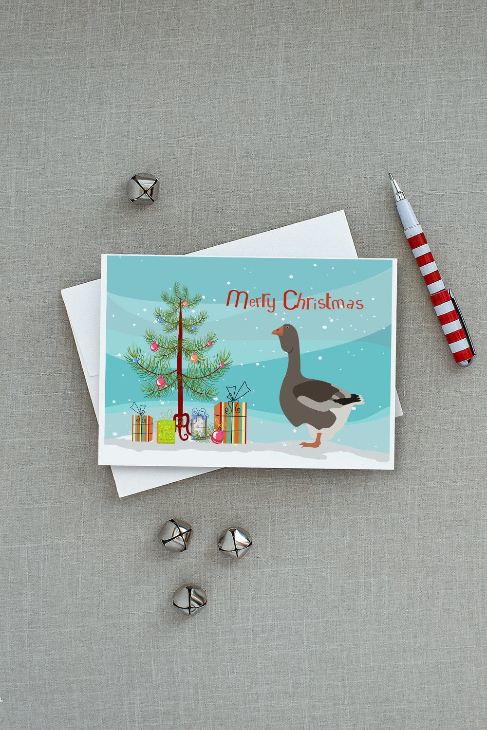 Toulouse Goose Christmas Greeting Cards Pack of 8 Blank Cards with Envelopes Whimsical A7 Size 5x7
