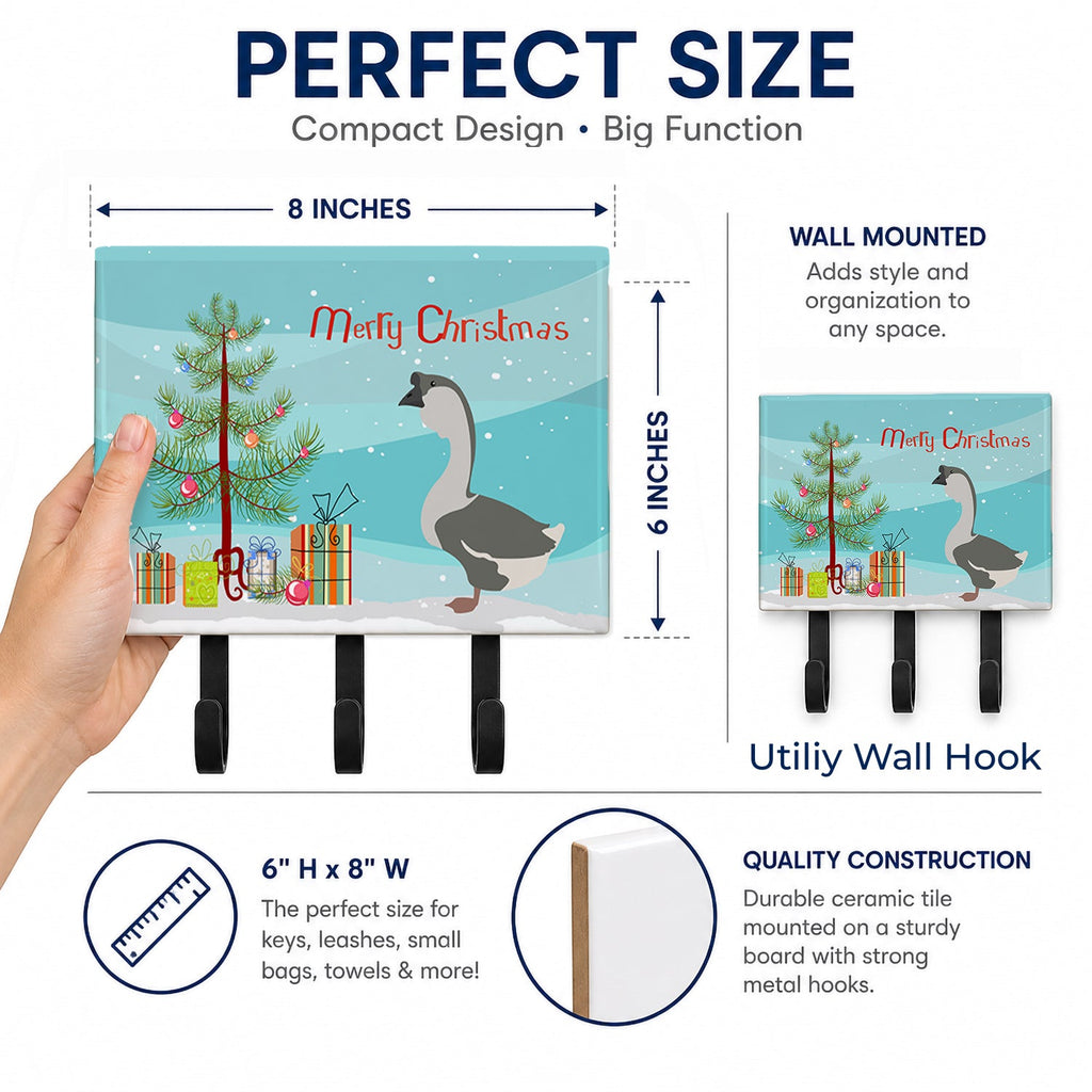African Goose Christmas Leash or Key Holder Wall Hooks, Coat Rack Wall Mount, for Hanging Keys, Towels, Aprons, Leashes