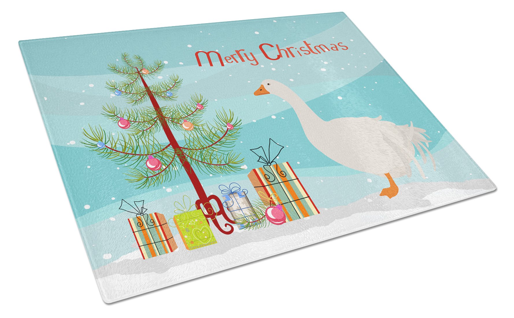 Sebastopol Goose Christmas Cutting Board Tempered Glass Kitchen Cutting Surface, Heat Resistant Chopping, Non-Slip Feet, Food Prep & Serving